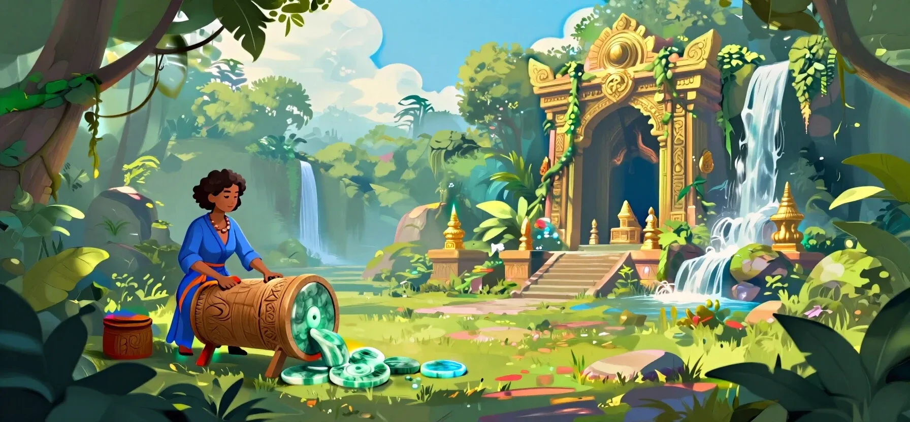 Bingo Extra free spins shown as glowing tokens beside a treasure chest
