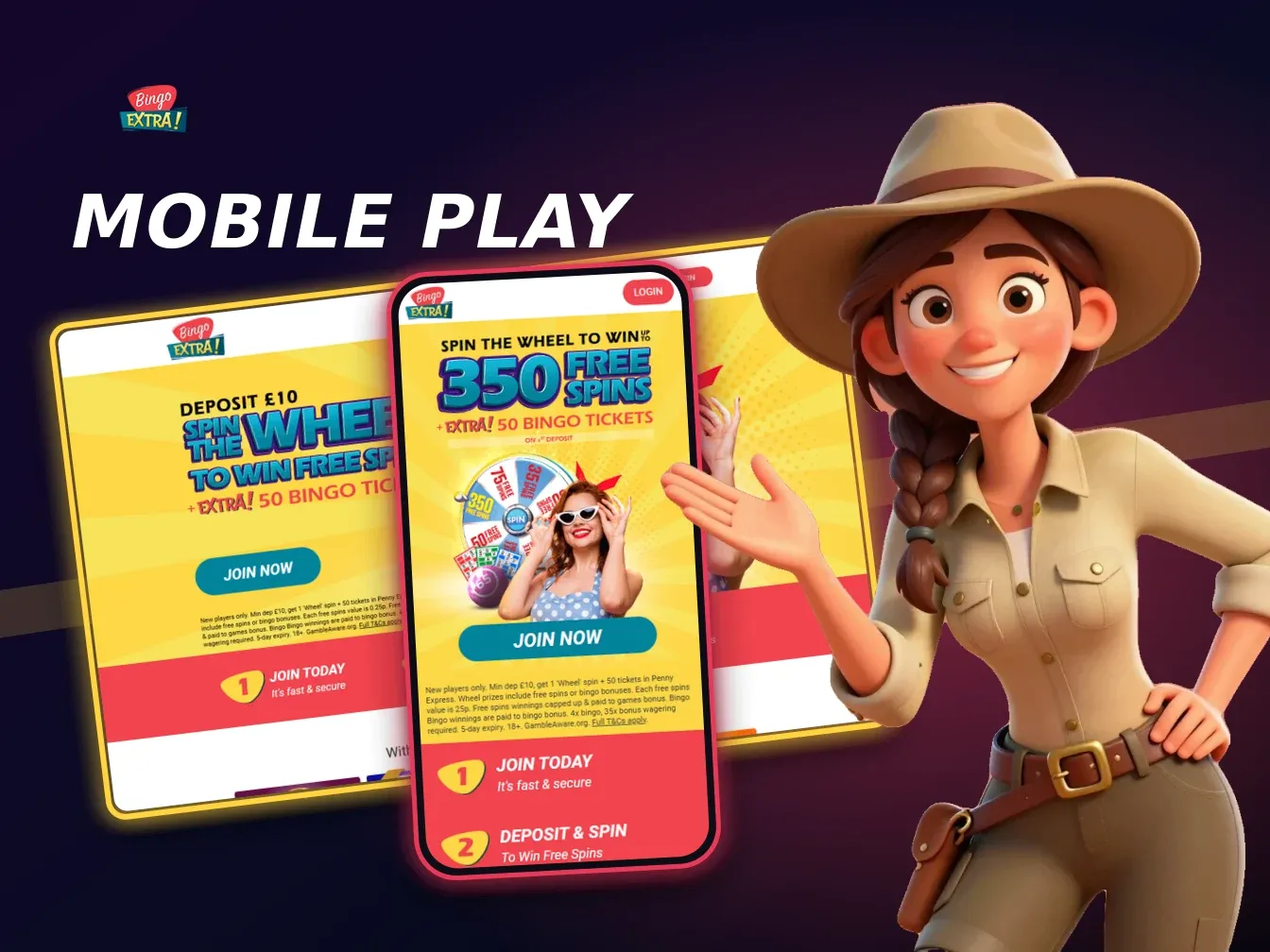 Bingo Extra mobile browser casino home screen